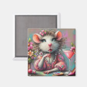  rat dame met een martini overweegt magneet (Voorkant / Achterkant)