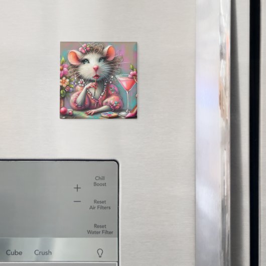  rat dame met een martini overweegt magneet (Insitu (Koelkast))