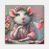  rat dame met een martini overweegt magneet (Voorkant)