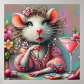  rat dame met een martini overweegt poster (Voorkant)