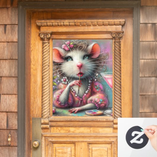  rat dame met een martini overweegt raamsticker (Huis Deur)