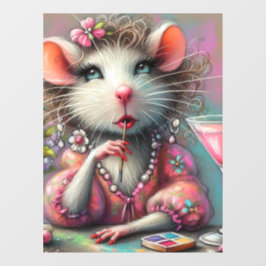 rat dame met een martini overweegt raamsticker