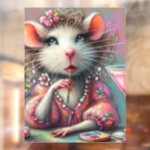  rat dame met een martini overweegt raamsticker (Vel 2)