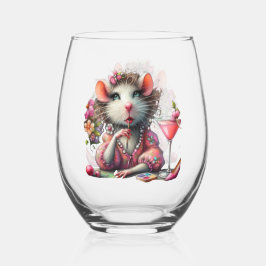  rat dame met een martini overweegt wijnglas zonder voet