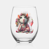  rat dame met een martini overweegt wijnglas zonder voet (Achterkant)