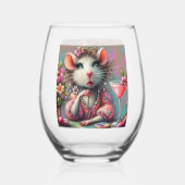  rat dame met een martini overweegt wijnglas zonder voet (Achterkant)