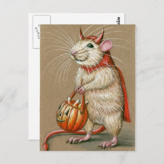 Rat Devil Halloween Briefkaart (Voorkant / Achterkant)