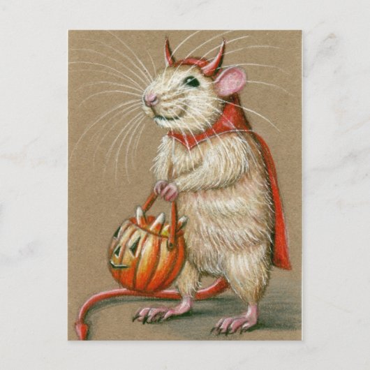Rat Devil Halloween Briefkaart (Voorkant)