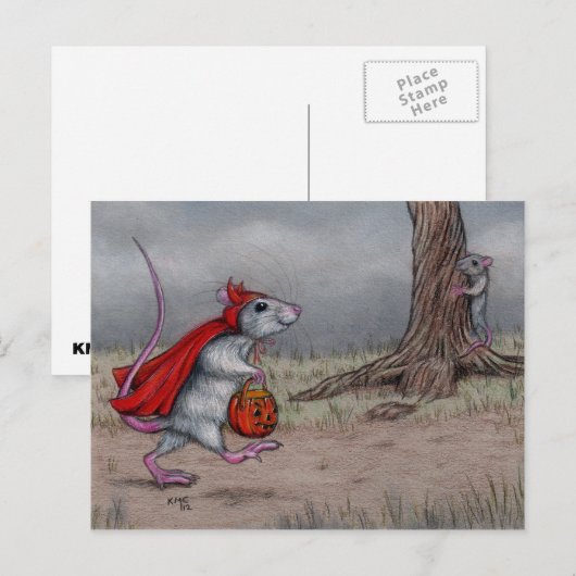 Rat duivelhalloween lopen briefkaart (Voorkant / Achterkant)