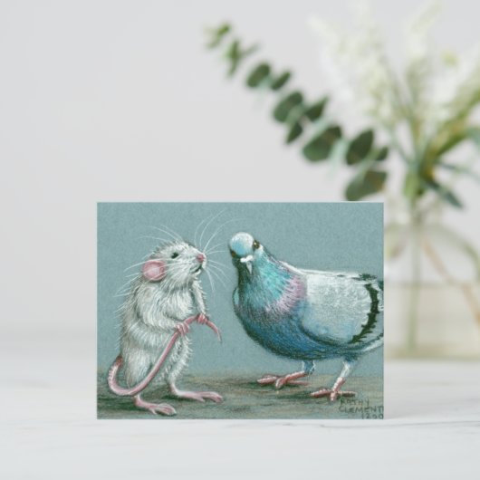 Rat en duif Briefkaart (Staand voorkant)