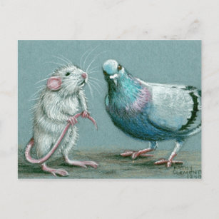 Rat en duif Briefkaart