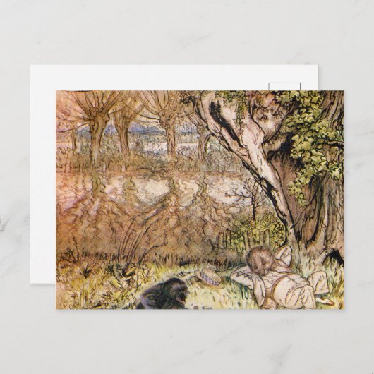 Rat en Mole hebben een picknick - Arthur Rackham Briefkaart (Voorkant / Achterkant)