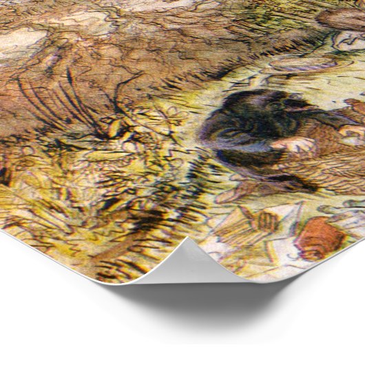 Rat en Mole hebben een picknick - Arthur Rackham Poster (Hoek)