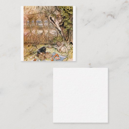 Rat en Mole hebben een picknick - Arthur Rackham Vierkante Visitekaartje (Voorkant / Achterkant)