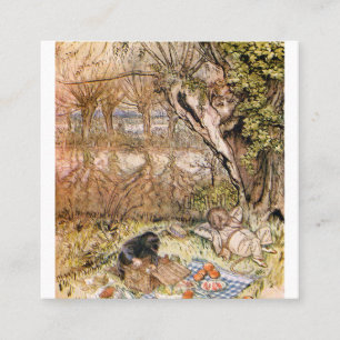 Rat en Mole hebben een picknick, Arthur Rackham Vierkante Visitekaartje