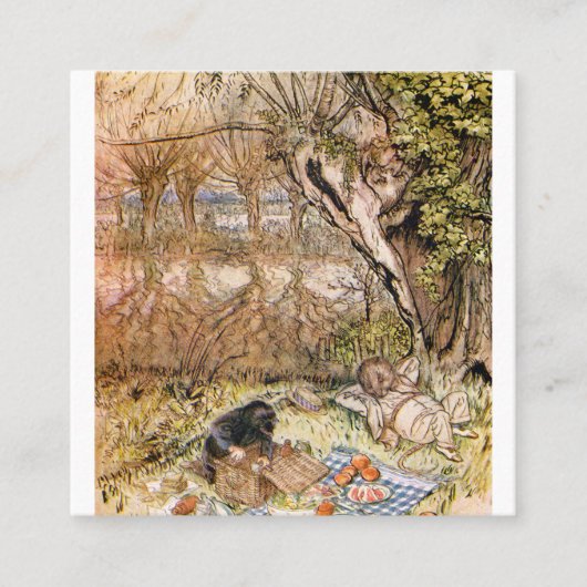 Rat en Mole hebben een picknick - Arthur Rackham Vierkante Visitekaartje (Voorkant)