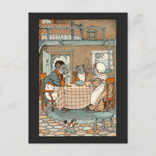 Rat Familie zit neer aan Ontbijt Briefkaart