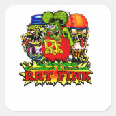 rat fink hot roth vierkante sticker (Voorkant)
