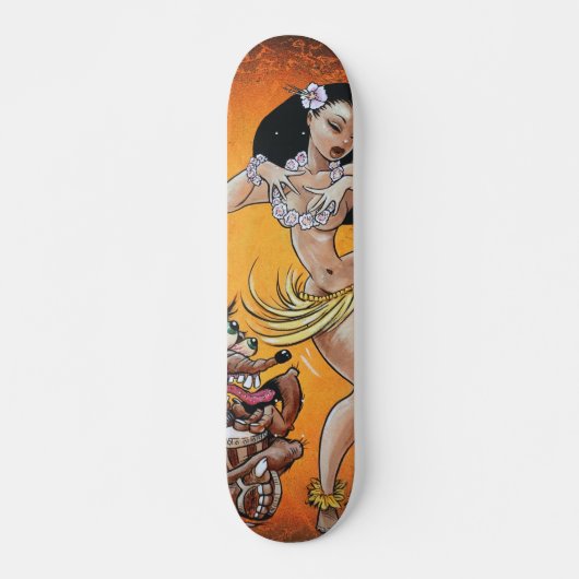 Rat Fink speelt voor Hula Girl Skateboard (Voorkant)