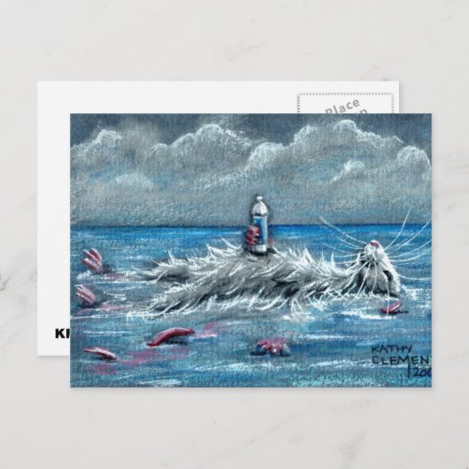 Rat Floating with Drink in Ocean Briefkaart (Voorkant / Achterkant)