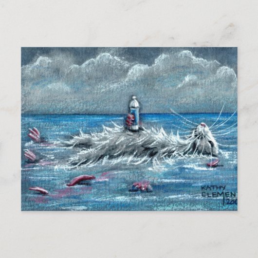 Rat Floating with Drink in Ocean Briefkaart (Voorkant)