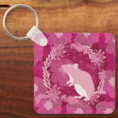 rat, flower of life, roze, mandala, zen, chakra, p sleutelhanger (Voorkant)