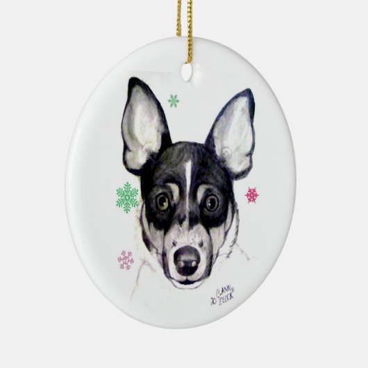 Rat Fox Terrier-kerstversiering Keramisch Ornament (Rechts)