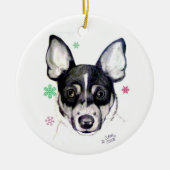 Rat Fox Terrier-kerstversiering Keramisch Ornament (Voorkant)