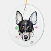 Rat Fox Terrier-kerstversiering Keramisch Ornament (Links)