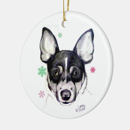 Rat Fox Terrier-kerstversiering Keramisch Ornament (Links)