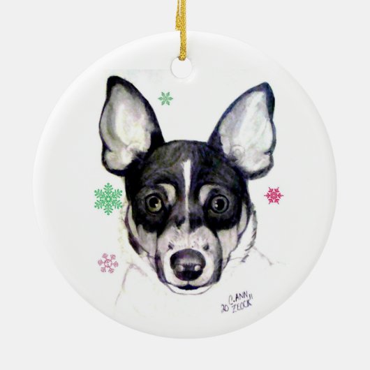 Rat Fox Terrier-kerstversiering Keramisch Ornament (Achterkant)