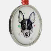 Rat Fox Terrier-kerstversiering Metalen Ornament (Rechts)