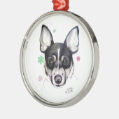 Rat Fox Terrier-kerstversiering Metalen Ornament (Links)