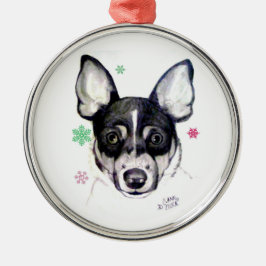 Rat Fox Terrier-kerstversiering Metalen Ornament