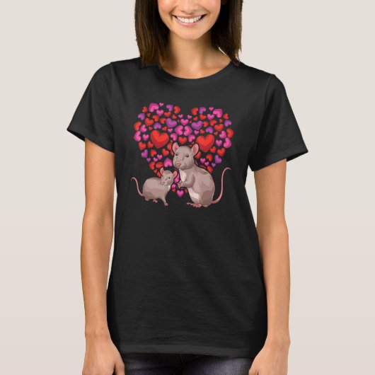 Rat Heart Pet Owner Animal Rodent Rat T-shirt (Voorkant)