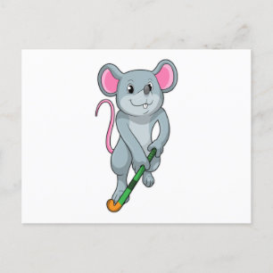 Rat Hockey with Hockey bat Briefkaart