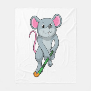 Rat Hockey with Hockey bat Fleece Deken