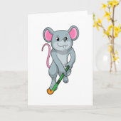 Rat Hockey with Hockey bat Kaart (Gele Bloem)