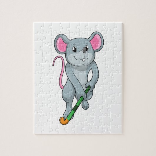 Rat Hockey with Hockey bat Legpuzzel (Verticaal)