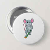 Rat Hockey with Hockey bat Ronde Button 7,6 Cm (Voorkant /achterkant)