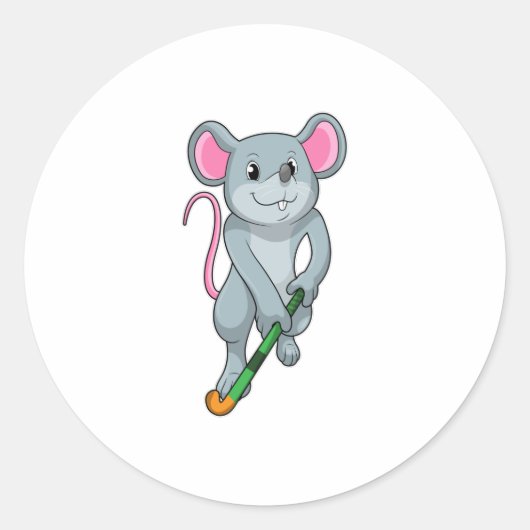 Rat Hockey with Hockey bat Ronde Sticker (Voorkant)