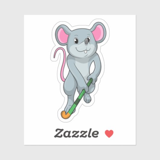 Rat Hockey with Hockey bat Sticker (Vel)
