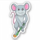 Rat Hockey with Hockey bat Sticker (Voorkant)