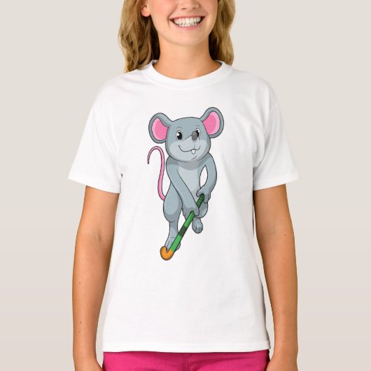 Rat Hockey with Hockey bat T-shirt (Voorkant)
