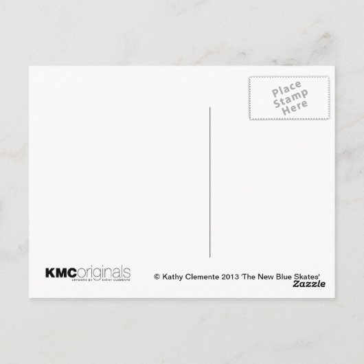 Rat Ice Skies Blauw schaats briefkaart (Achterkant)