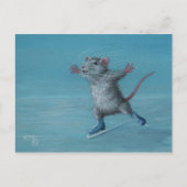 Rat Ice Skies Blauw schaats briefkaart (Voorkant)