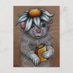 Rat in Daisy Pet en kant handschoenen Briefkaart