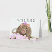 Rat in de bloemen Verjaardag Kaart (Voorkant)