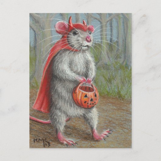 Rat in Devil Costume Halloween briefkaart (Voorkant)
