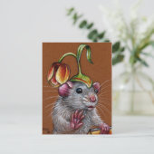 Rat in Gekke Tulp Pet Briefkaart (Staand voorkant)